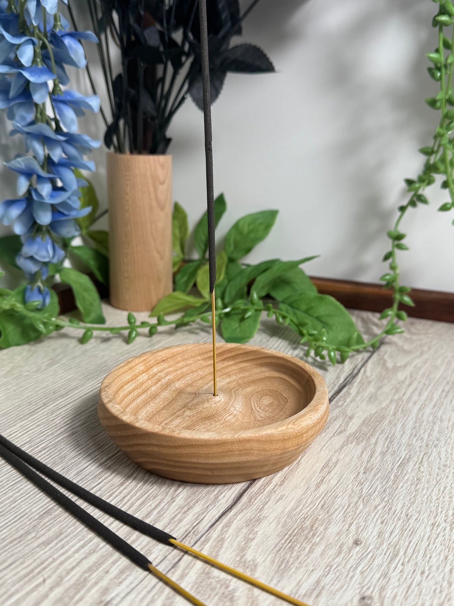 Hand Turned Incense Burner Dish - Ash Wood | Meditation & Altar Decor