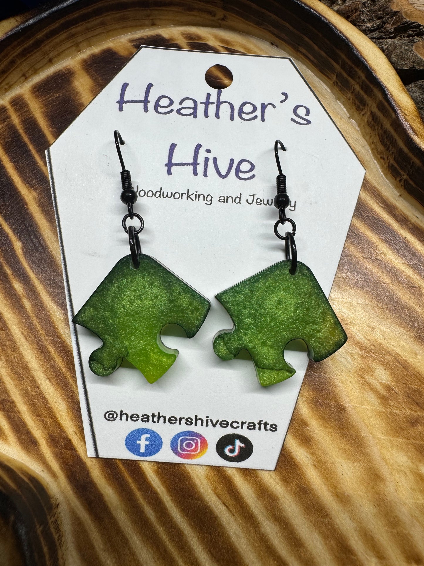 Puzzle piece resin earrings-8