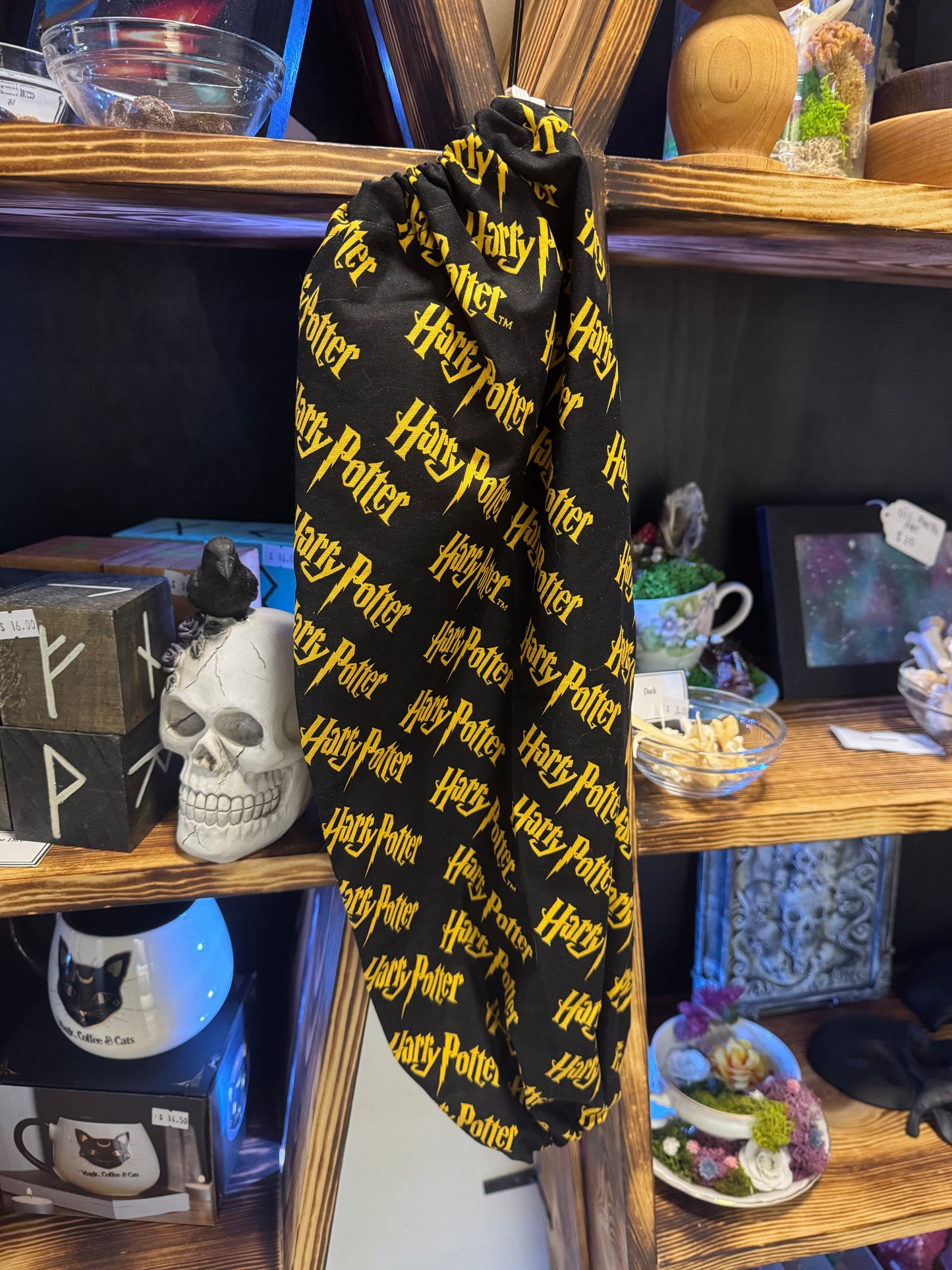 Grocery Bag Holder - Harry Potter Text Print | Fabric Bag Dispenser for Kitchen