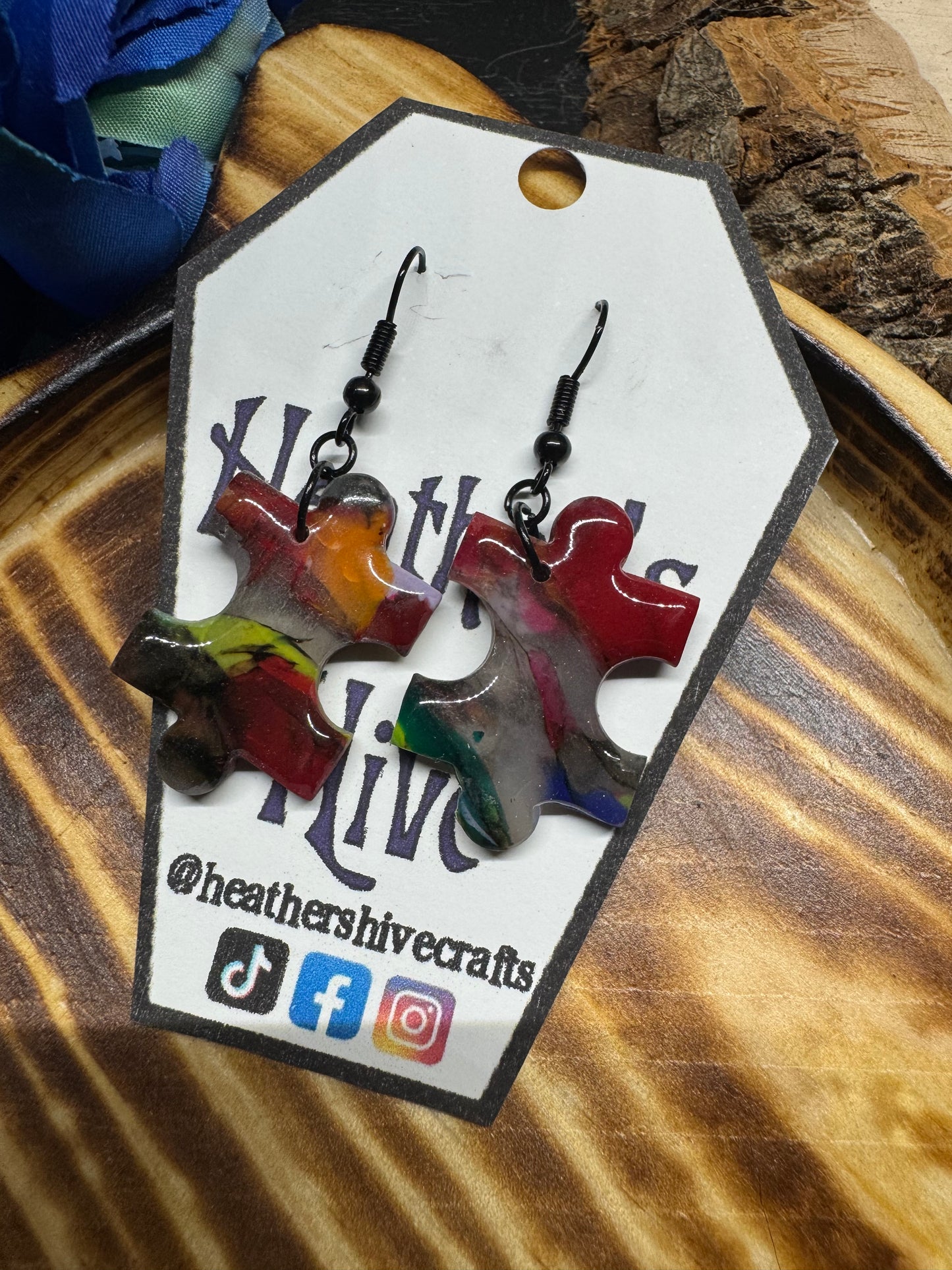 Puzzle piece dangle earrings-3
