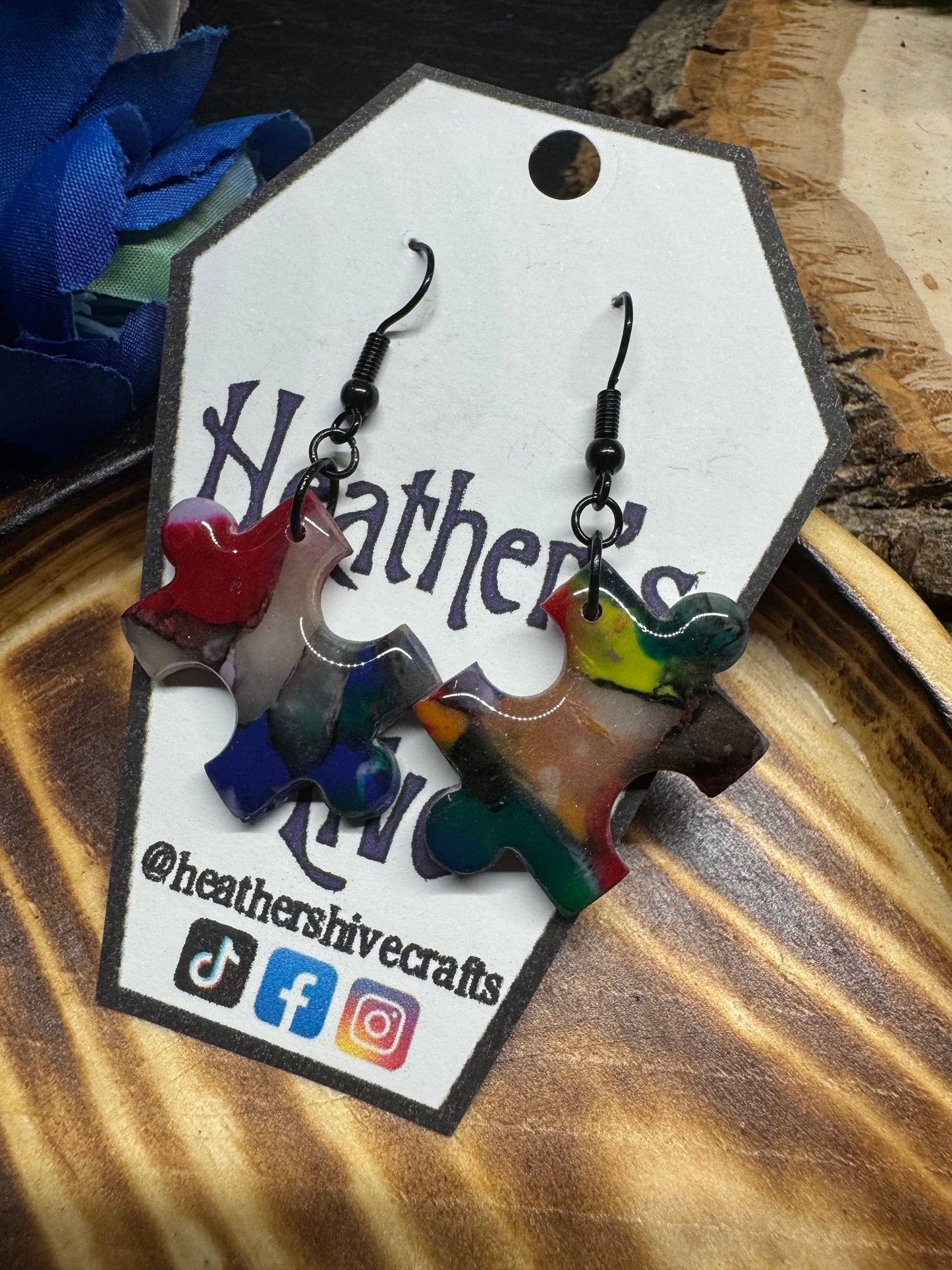 Puzzle piece dangle earrings-5