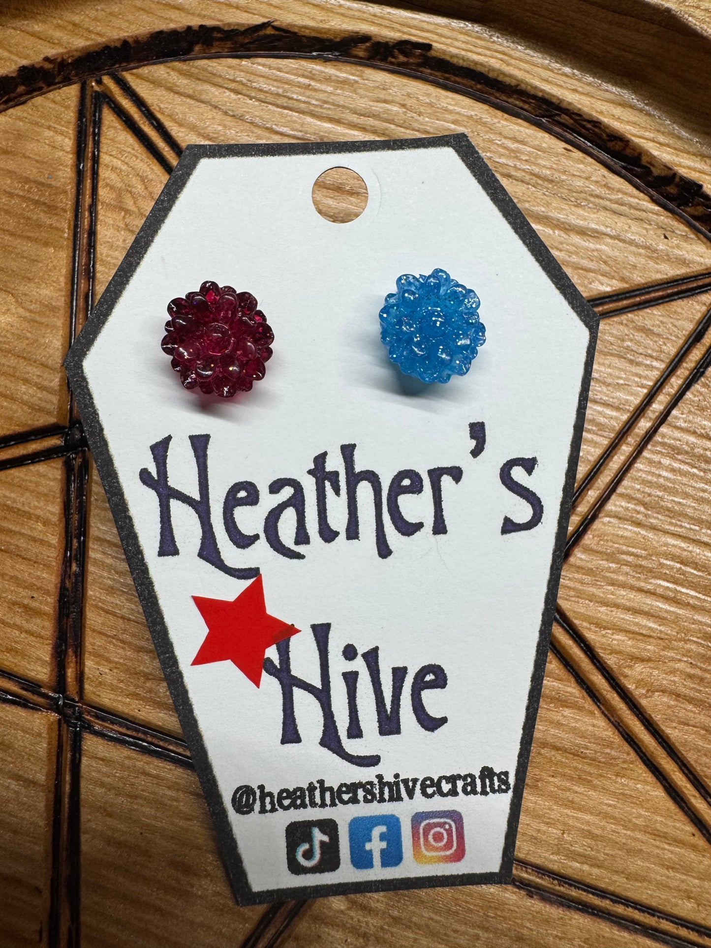 Resin flower stud earrings-pb