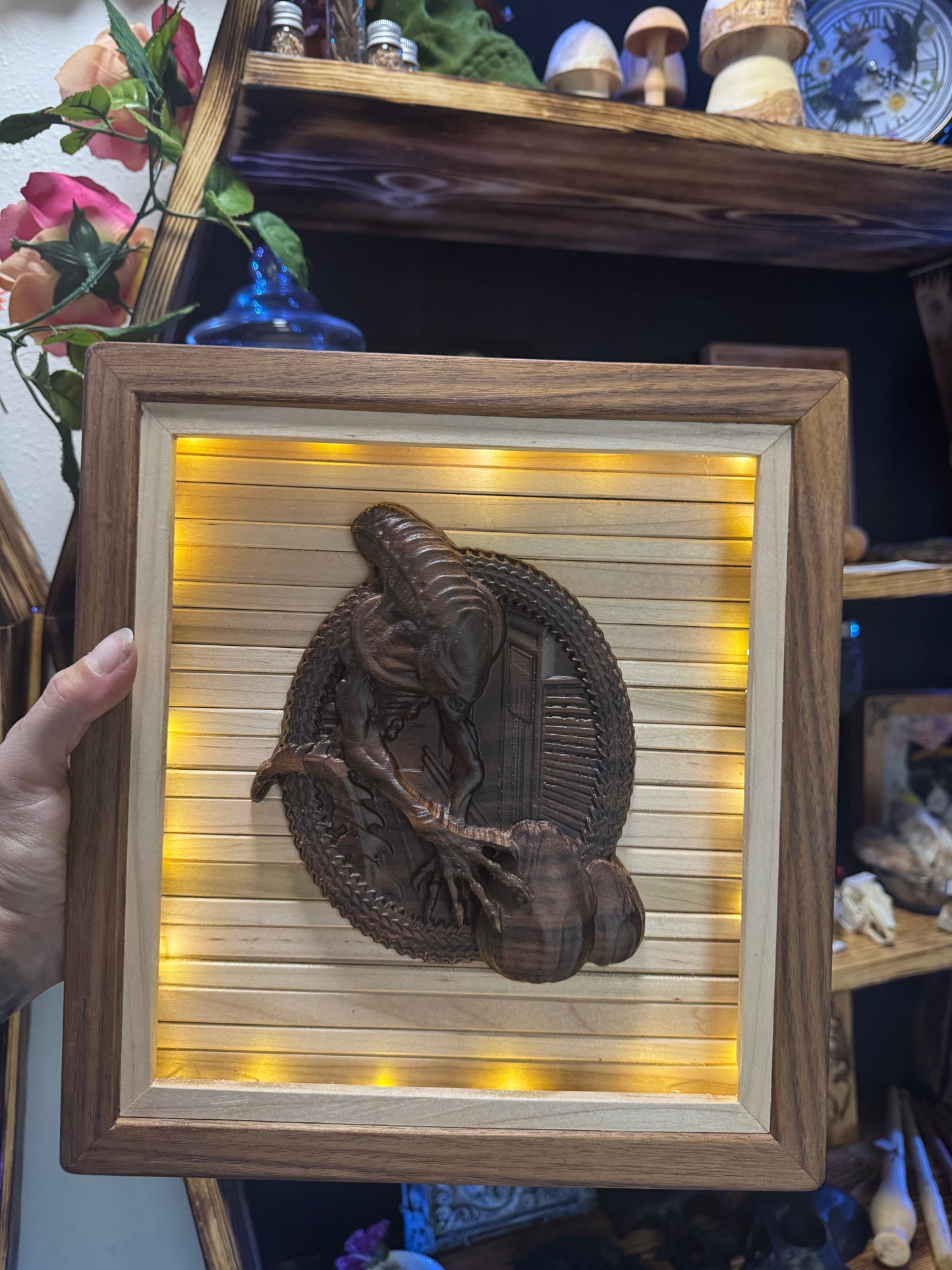 Alien Framed Light Up Art - LED Wall Decor | Sci-Fi Home Decor Illuminated