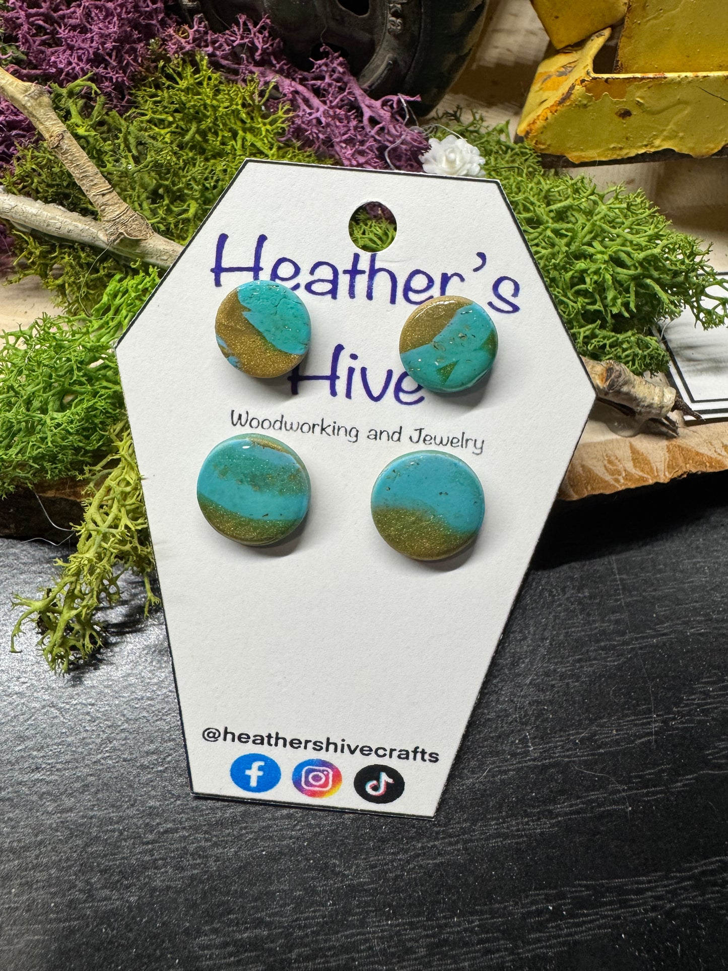 Multi size circle stud earrings-2gg
