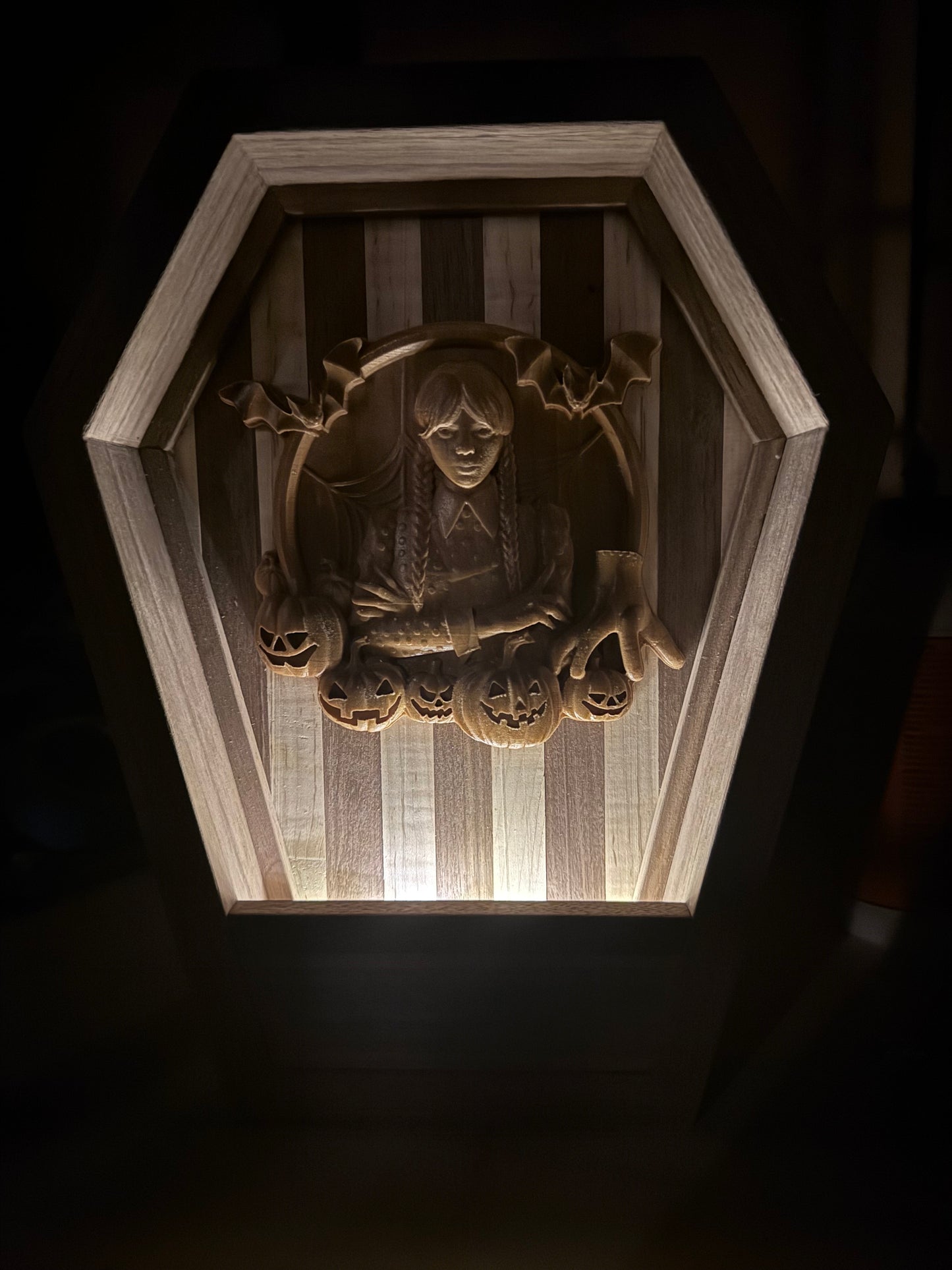 Wednesday Coffin Light Up Shadowbox - LED Gothic Wall Decor | Illuminated Art