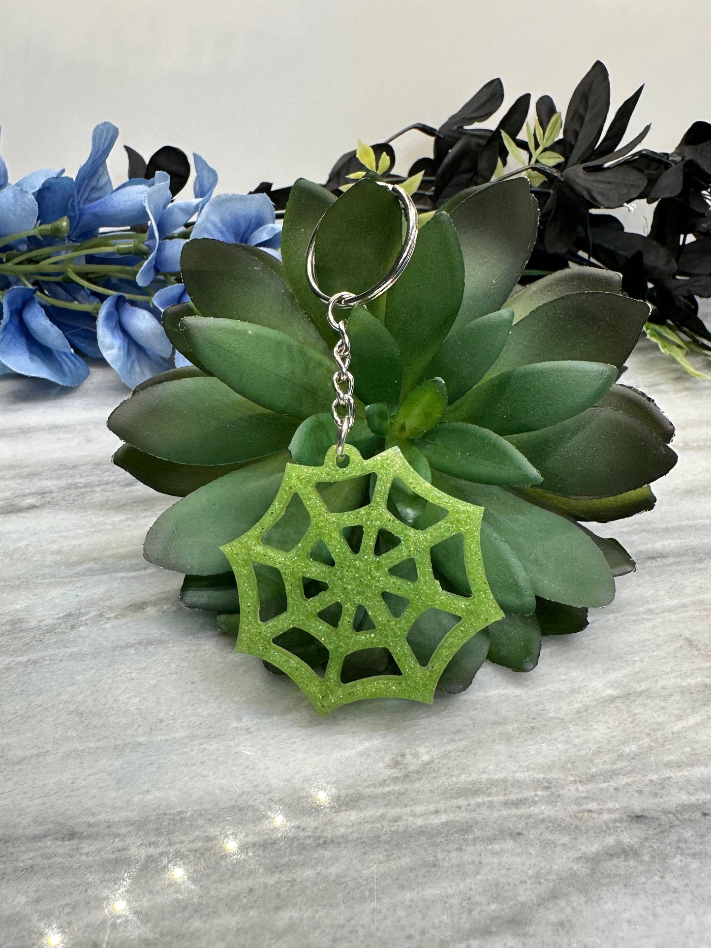 Spider Web Resin Keychain - Handmade Gothic Accessory | Unique Gift