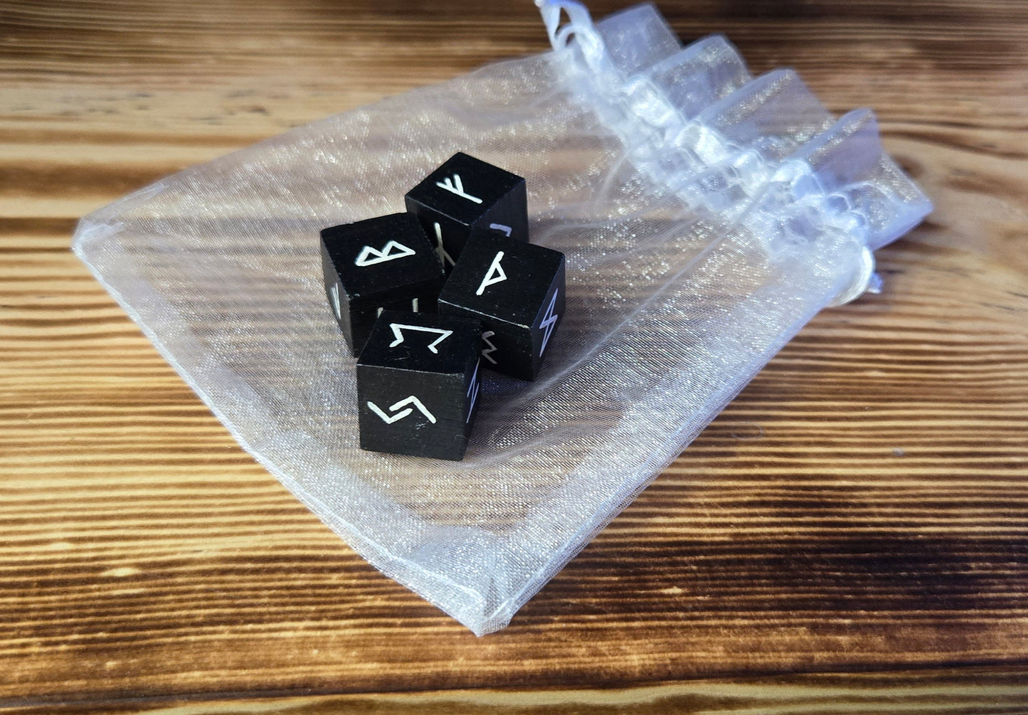 Black Rune Dice - Norse Divination Tool | Viking Spiritual Casting Set
