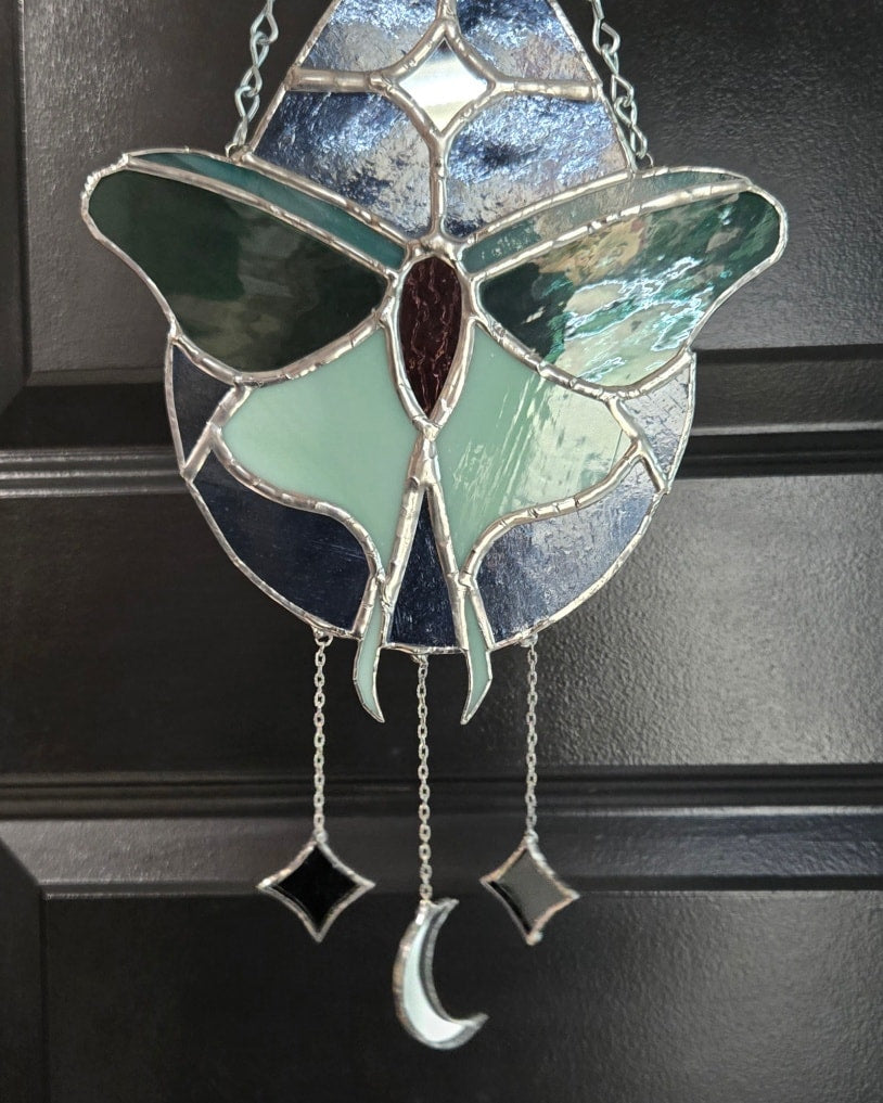 Luna Moth Stained Glass - Handmade Window Art | Nature Home Decor Suncatcher