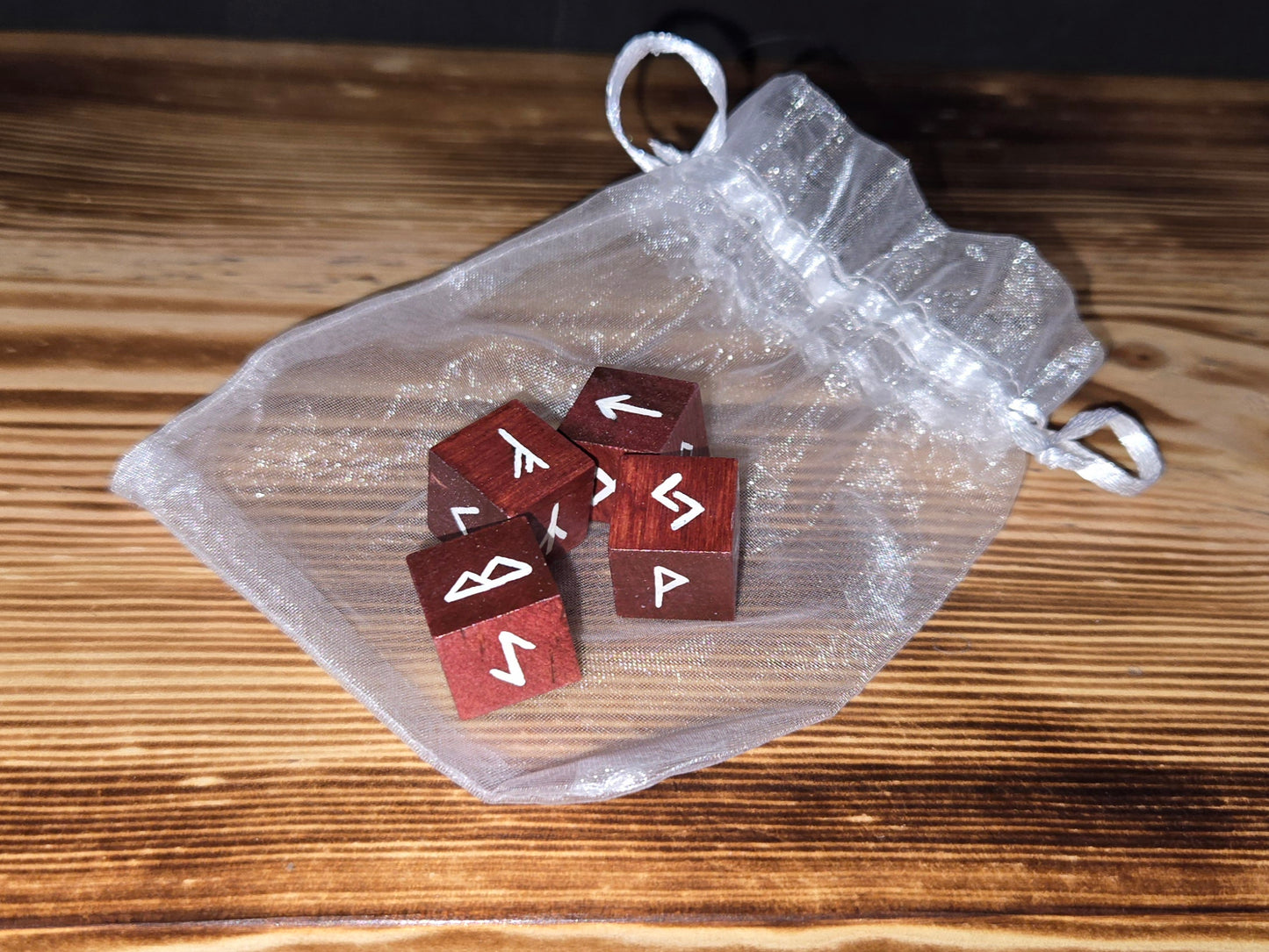 Cherry Wood Rune Dice - Norse Divination Tool | Viking Spiritual Casting Set