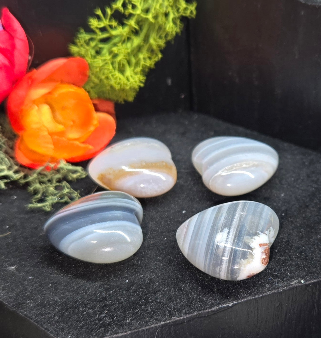 Agate Carved Heart - Natural Stone Heart Crystal | Polished Gemstone