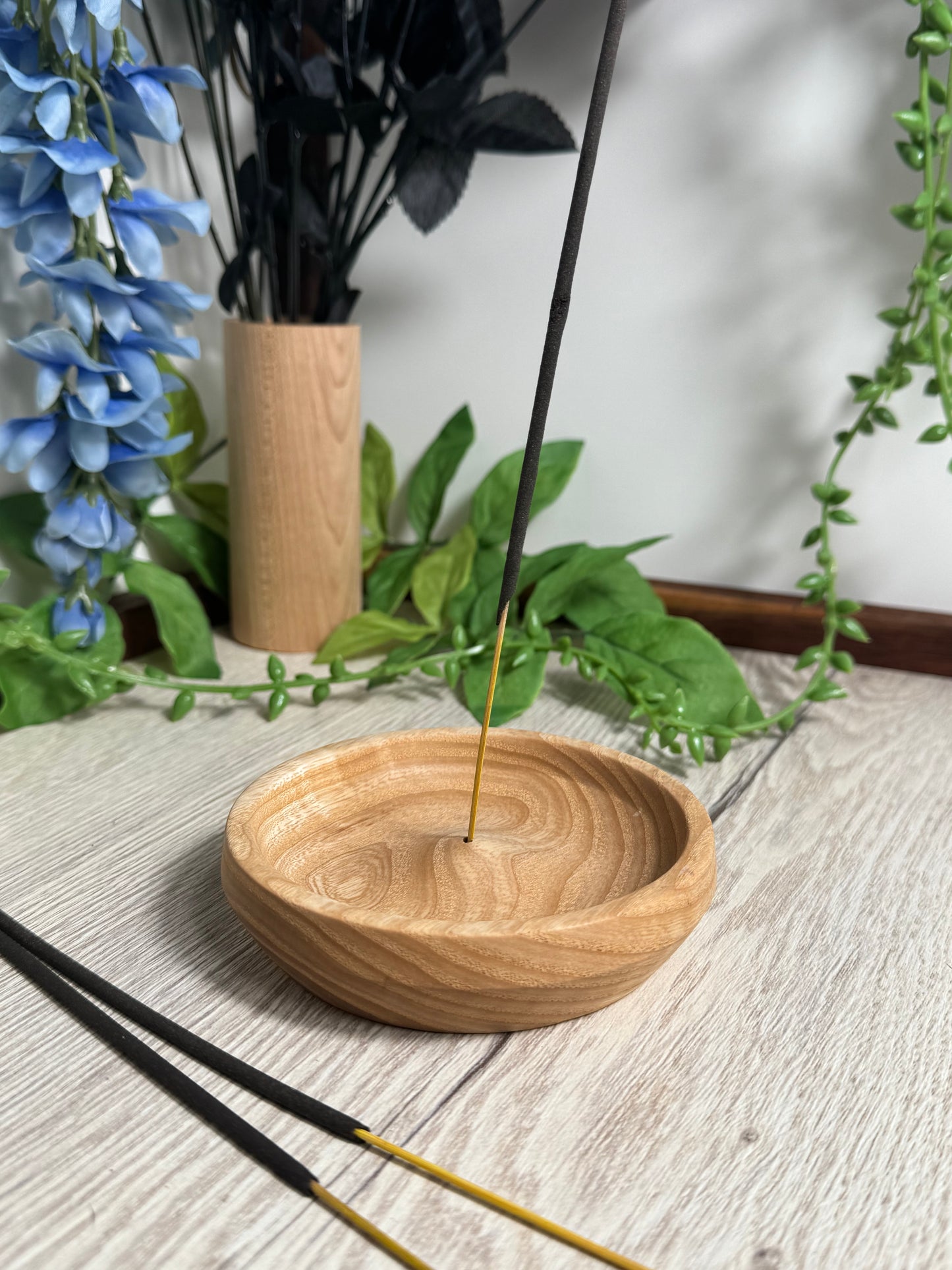 Hand Turned Incense Burner Dish - Ash Wood | Meditation & Altar Decor