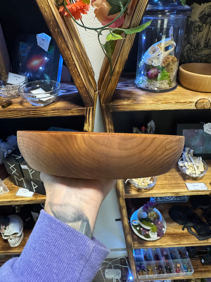 Hand Turned Alder Wood Bowl - Large Handmade Wooden Dish for Home Decor & Serving