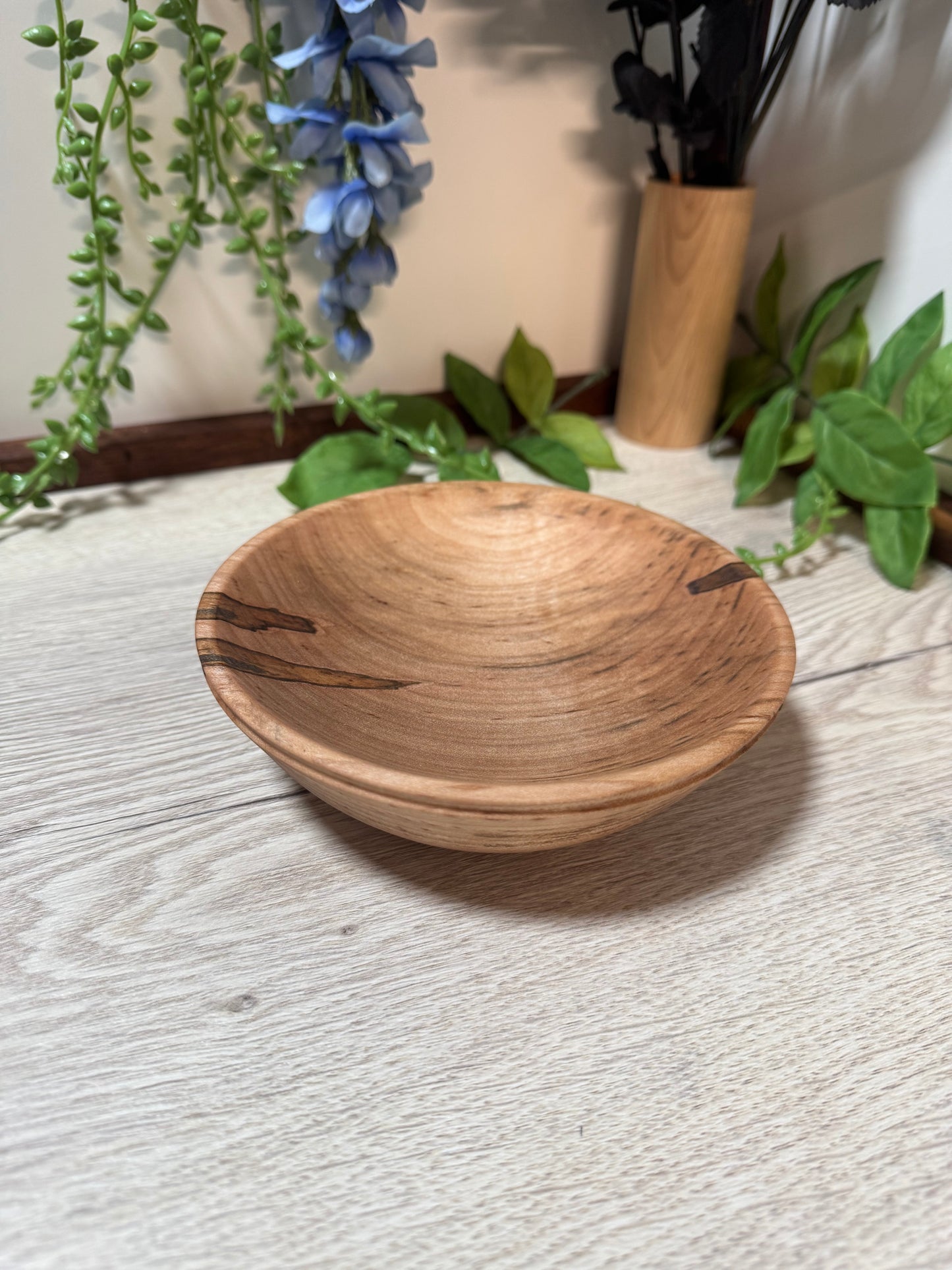 Hand Turned Ambrosia Maple Wood Bowl - Handmade Wooden Dish for Home Decor & Serving