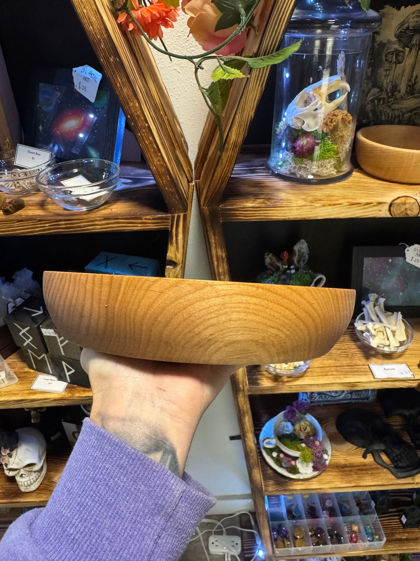 Hand Turned Alder Wood Bowl - Large Handmade Wooden Dish for Home Decor & Serving