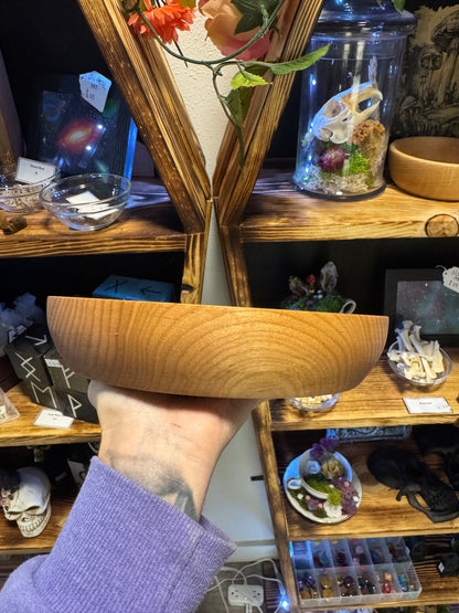 Hand Turned Alder Wood Bowl - Large Handmade Wooden Dish for Home Decor & Serving