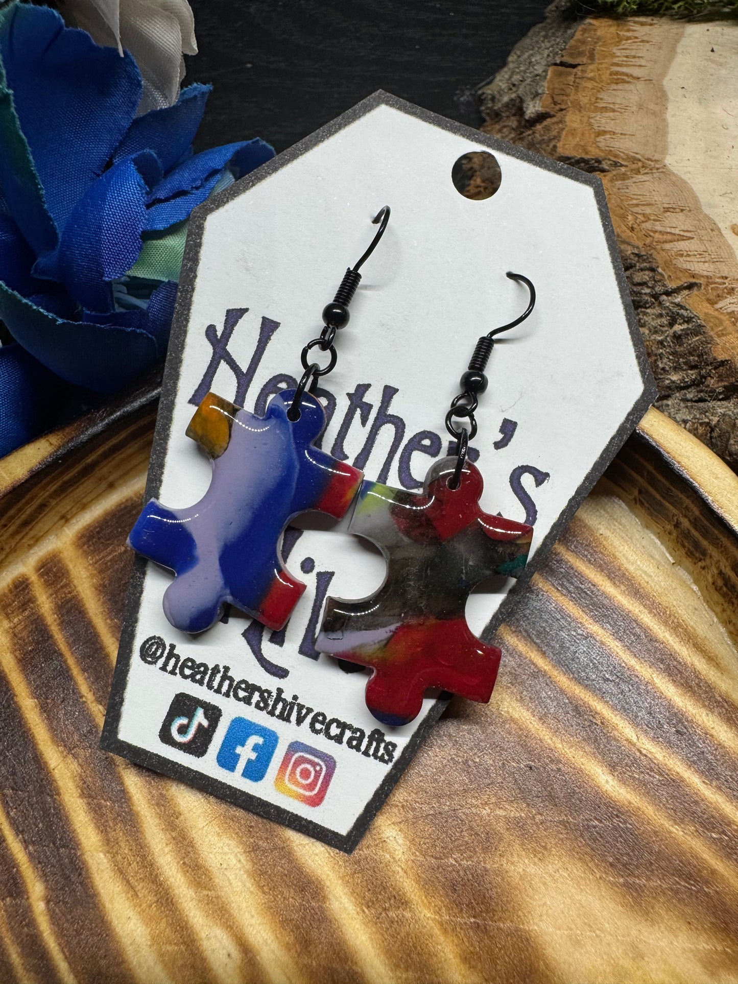 Puzzle piece dangle earrings-4