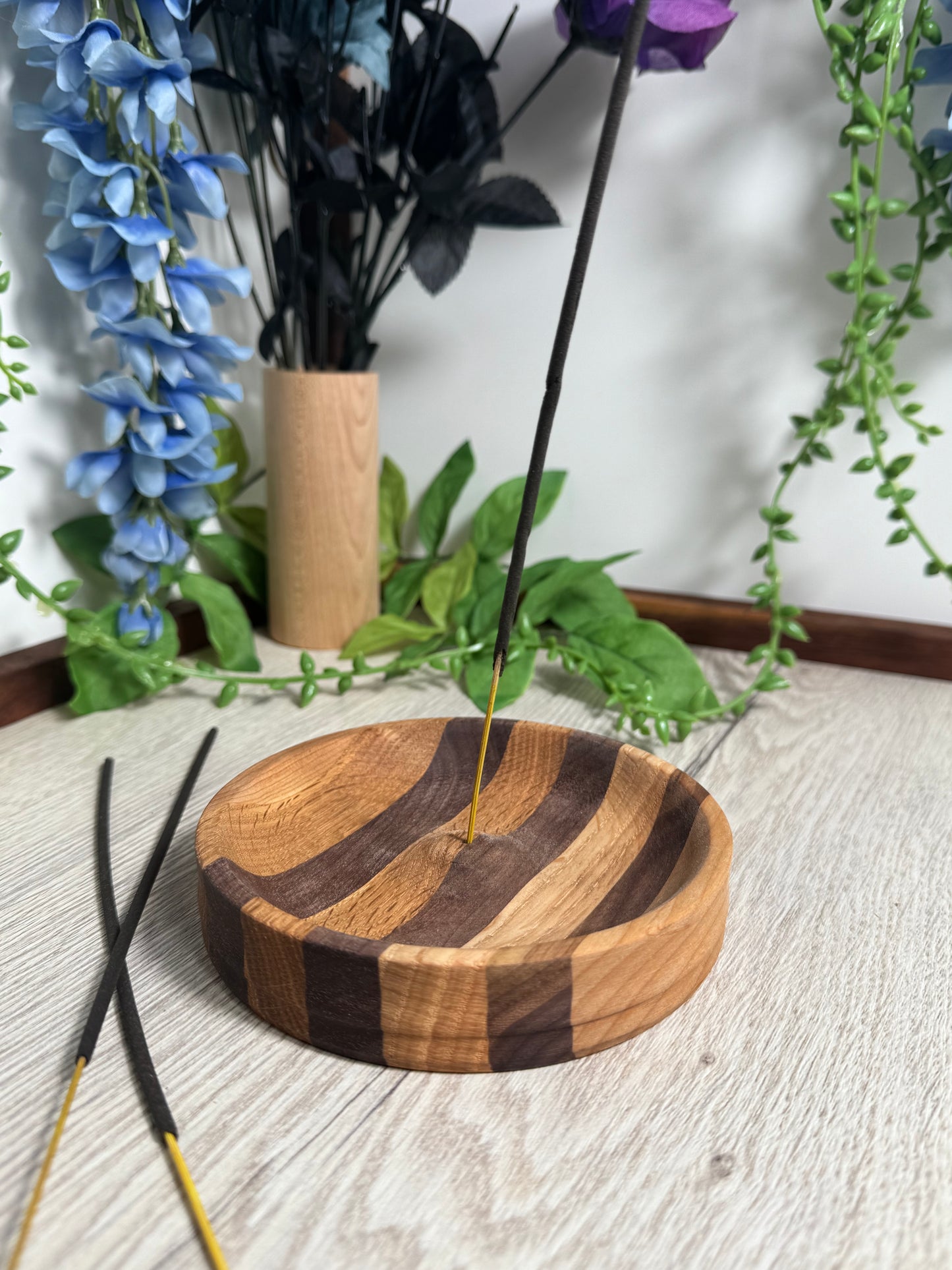 Hand Turned Incense Burner Dish - Multi Species Wood | Meditation & Altar Decor