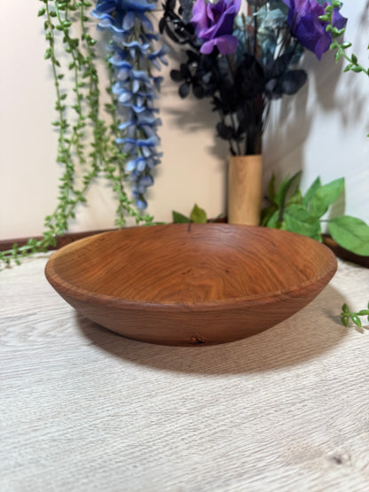 Hand Turned Cherry Wood Bowl - Large Handmade Wooden Dish for Home Decor & Serving