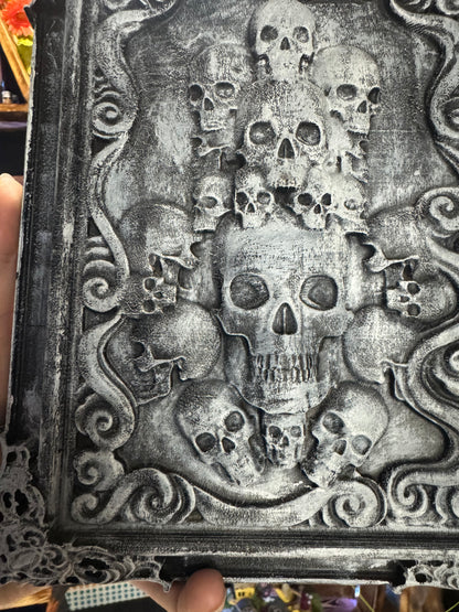 Skulls Art Plaque - CNC Carved Hardwood Wall Decor | Gothic Skull Art