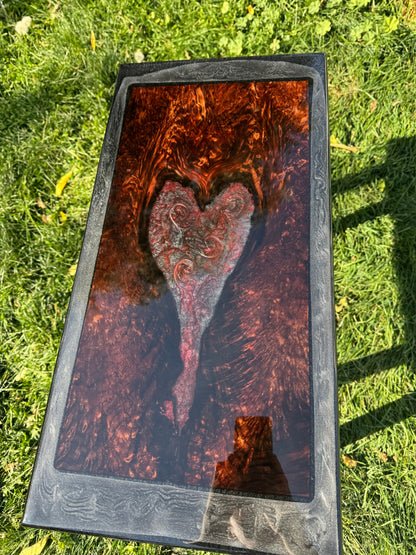 Handcrafted Resin Table with 1000-Year-Old Redwood Heart Inlay | Unique Statement Furniture