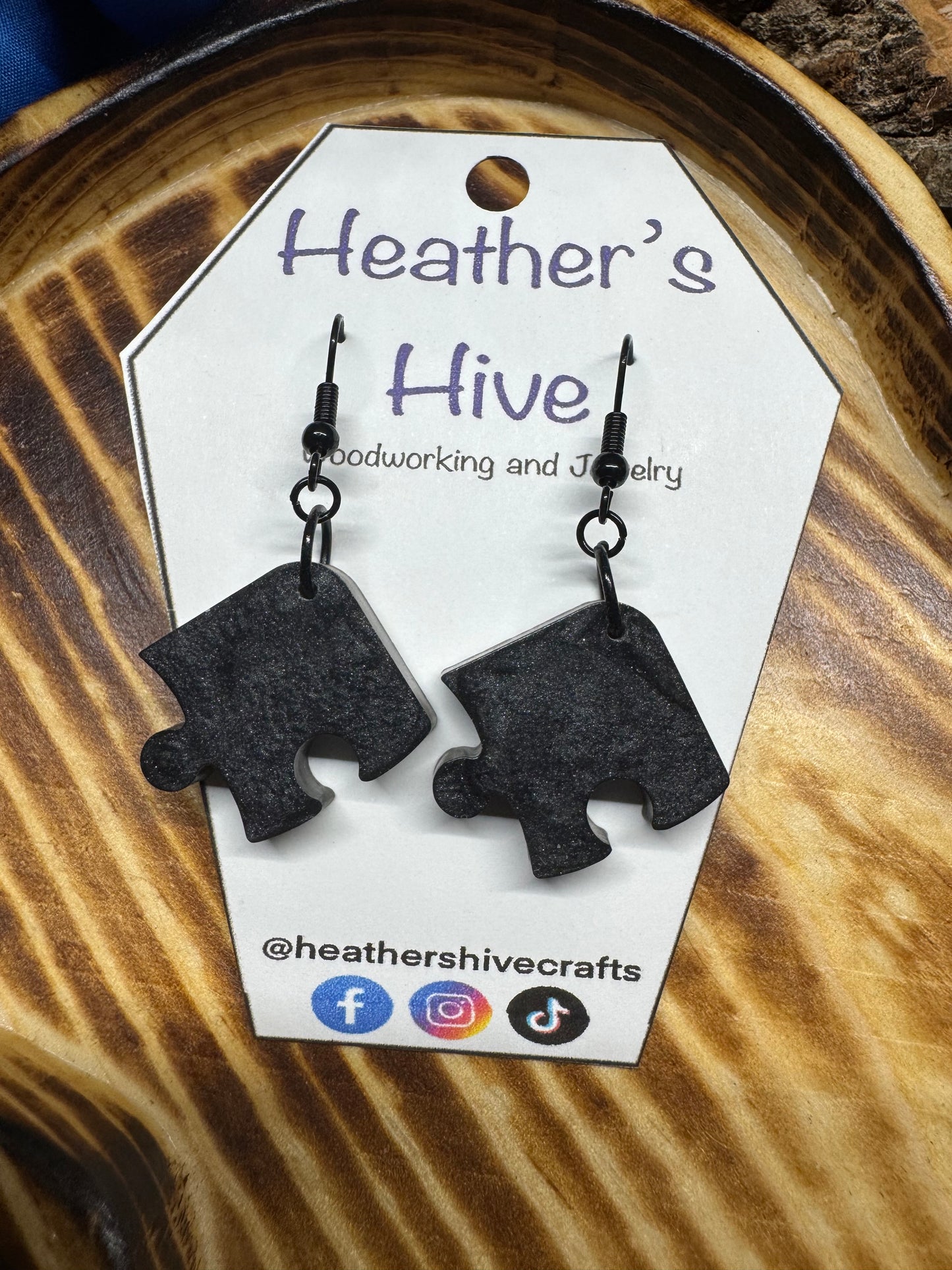 Puzzle piece resin earrings-9