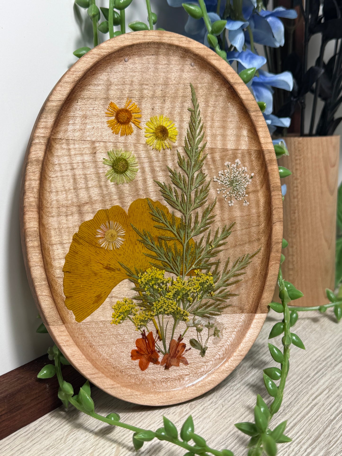 Framed pressed flowers in resin