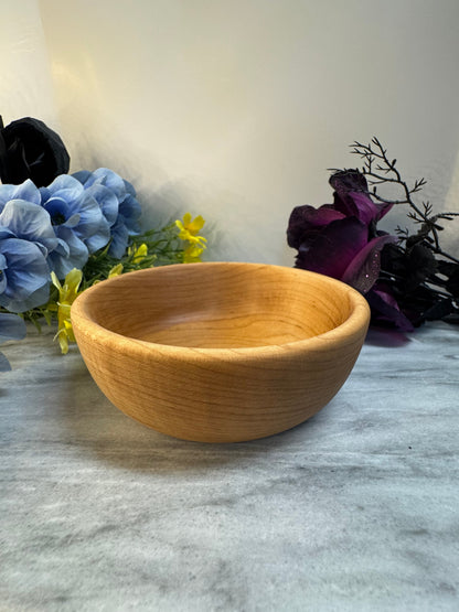Hand Turned Maple Wood Bowl - Handmade Wooden Dish for Home Decor & Serving