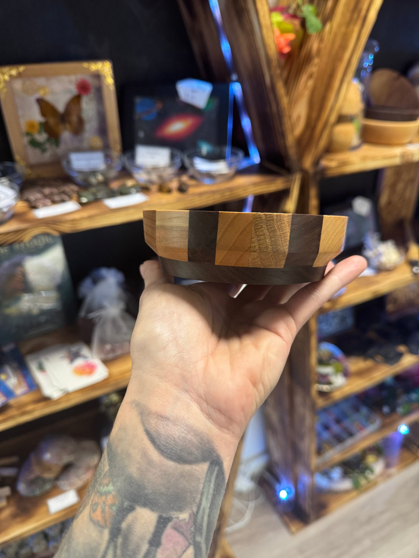 Hand Turned Multi Species Wood Bowl "The Spot" - Handmade Wooden Dish for Home Decor