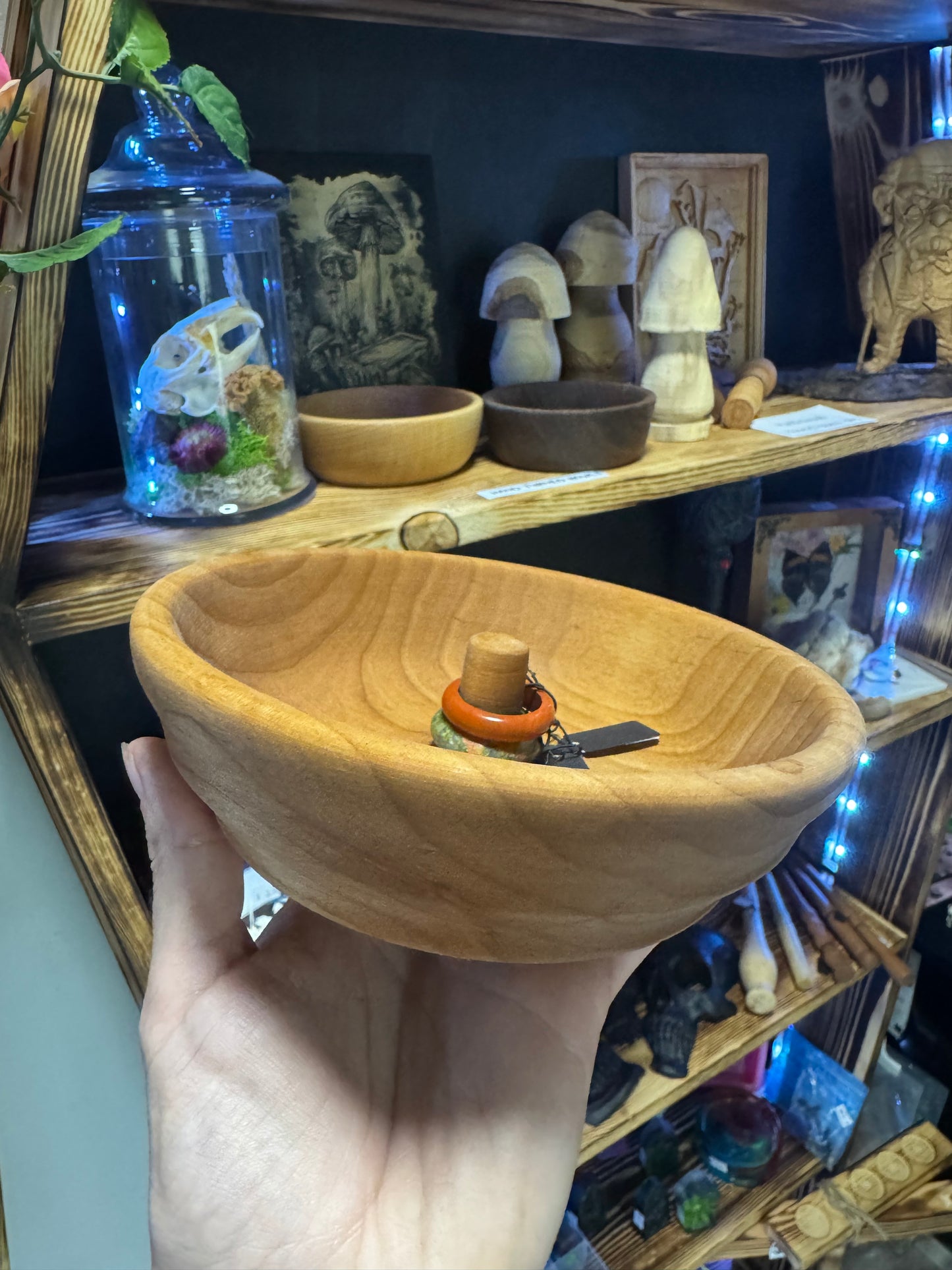 Hand Turned Ring Holder Bowl - Alder Wood Jewelry Dish | Rustic Bedroom Decor