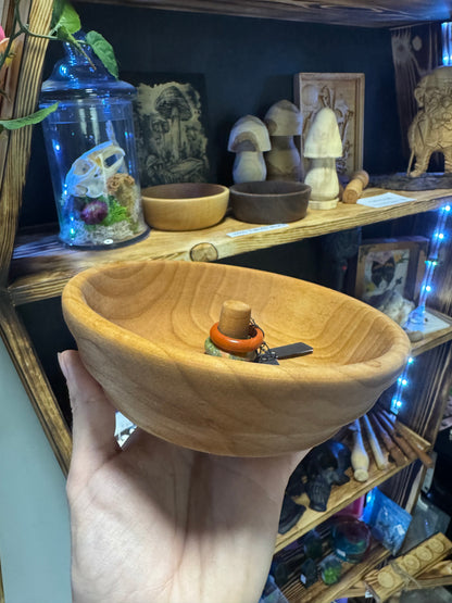 Hand Turned Ring Holder Bowl - Alder Wood Jewelry Dish | Rustic Bedroom Decor