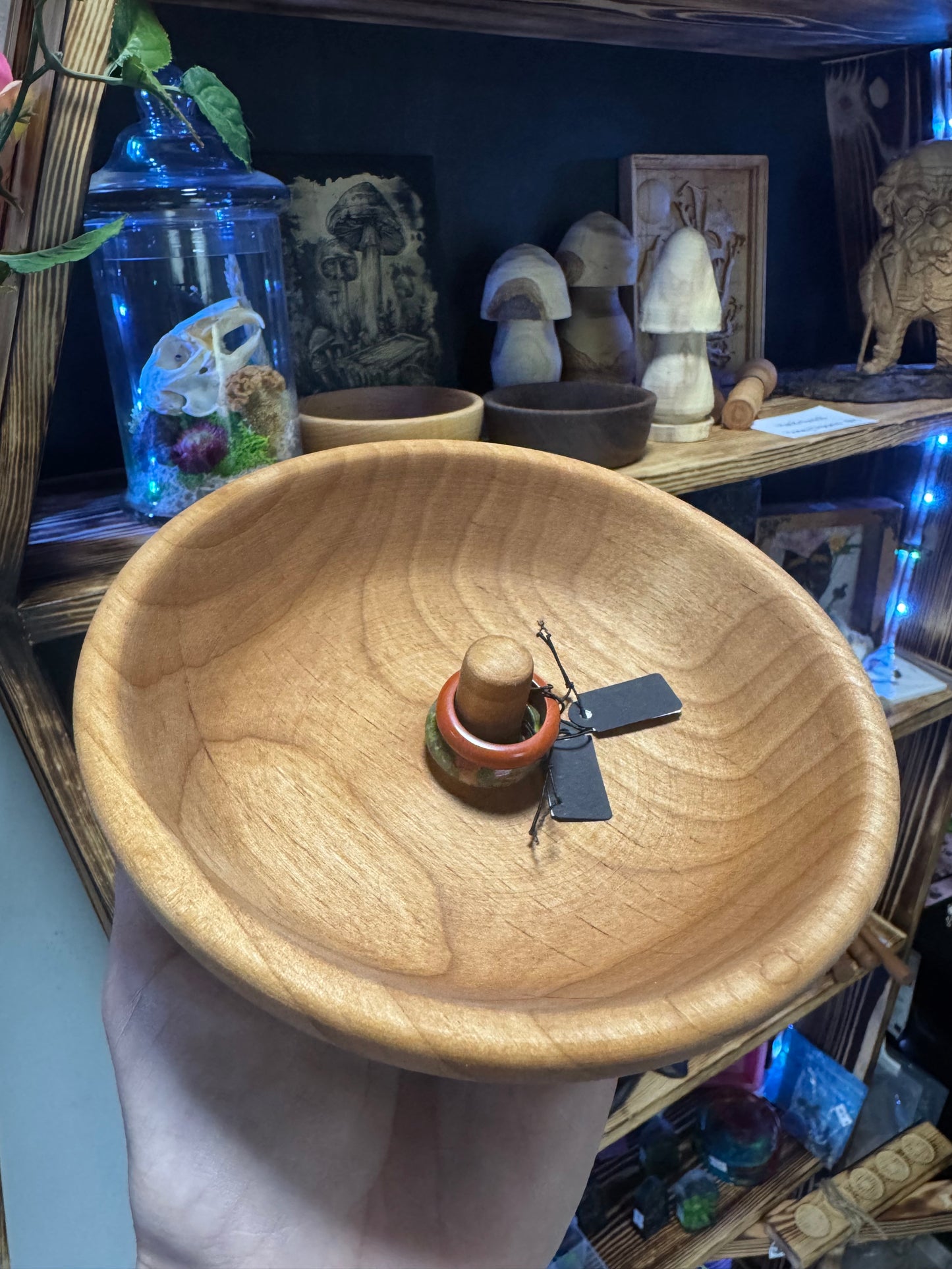 Hand Turned Ring Holder Bowl - Alder Wood Jewelry Dish | Rustic Bedroom Decor