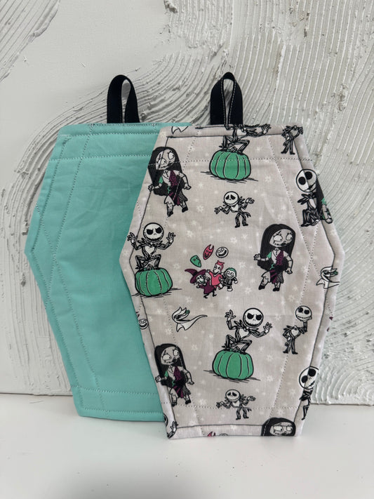 Coffin shaped potholder- Jack n Sally