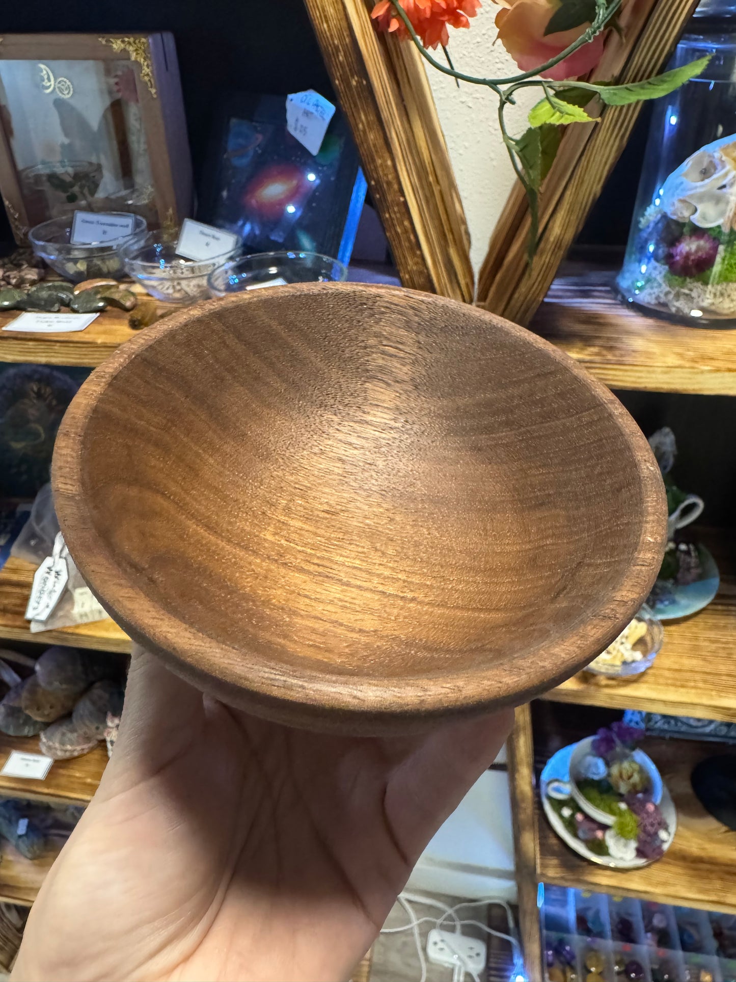 Hand Turned Walnut Wood Bowl - Handmade Wooden Dish for Home Decor & Serving