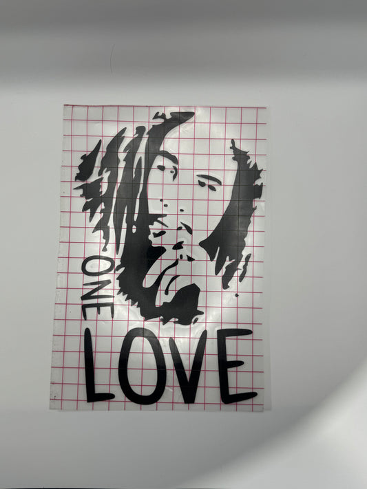 Bob Marley One Love decal - black