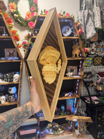 Smoking Mushroom Guy - CNC Carved Hardwood Wall Art | Whimsical Decor