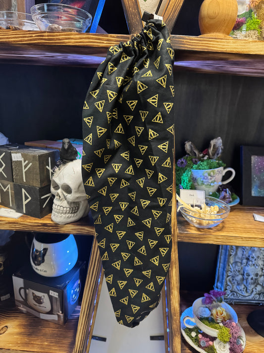 Grocery Bag Holder - Deathly Hallows Symbol Print | Fabric Bag Dispenser for Kitchen