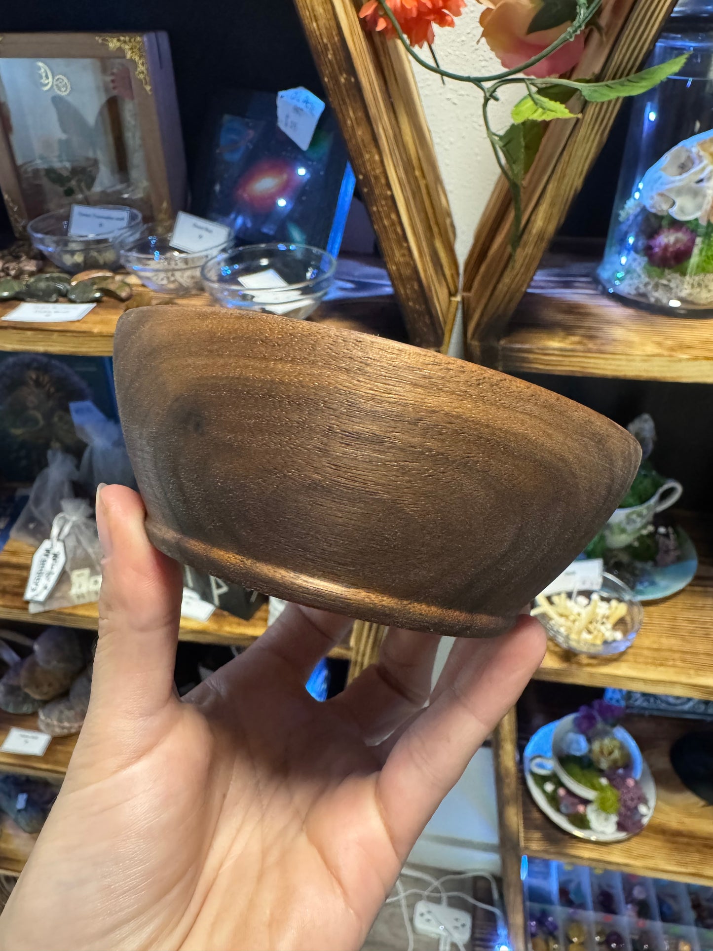 Hand Turned Walnut Wood Bowl - Handmade Wooden Dish for Home Decor & Serving