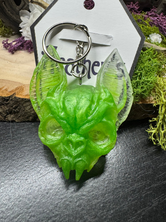 Bat resin cast keychain-lime