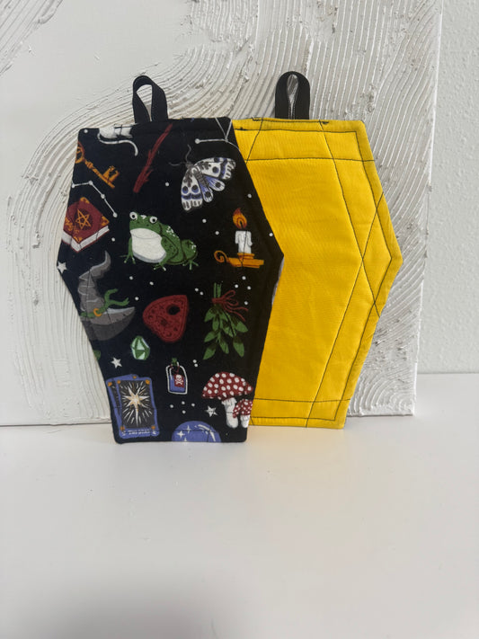 Coffin shaped potholder- magical