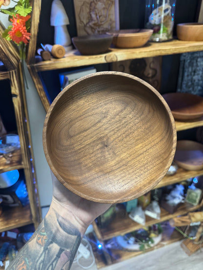 Hand Turned Walnut Wood Decorative Bowl - Handmade Wooden Dish for Home Decor & Serving