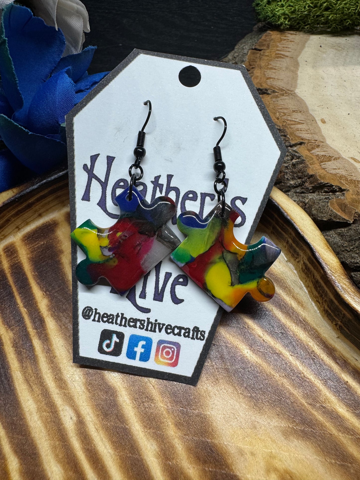 Puzzle piece dangle earrings-7