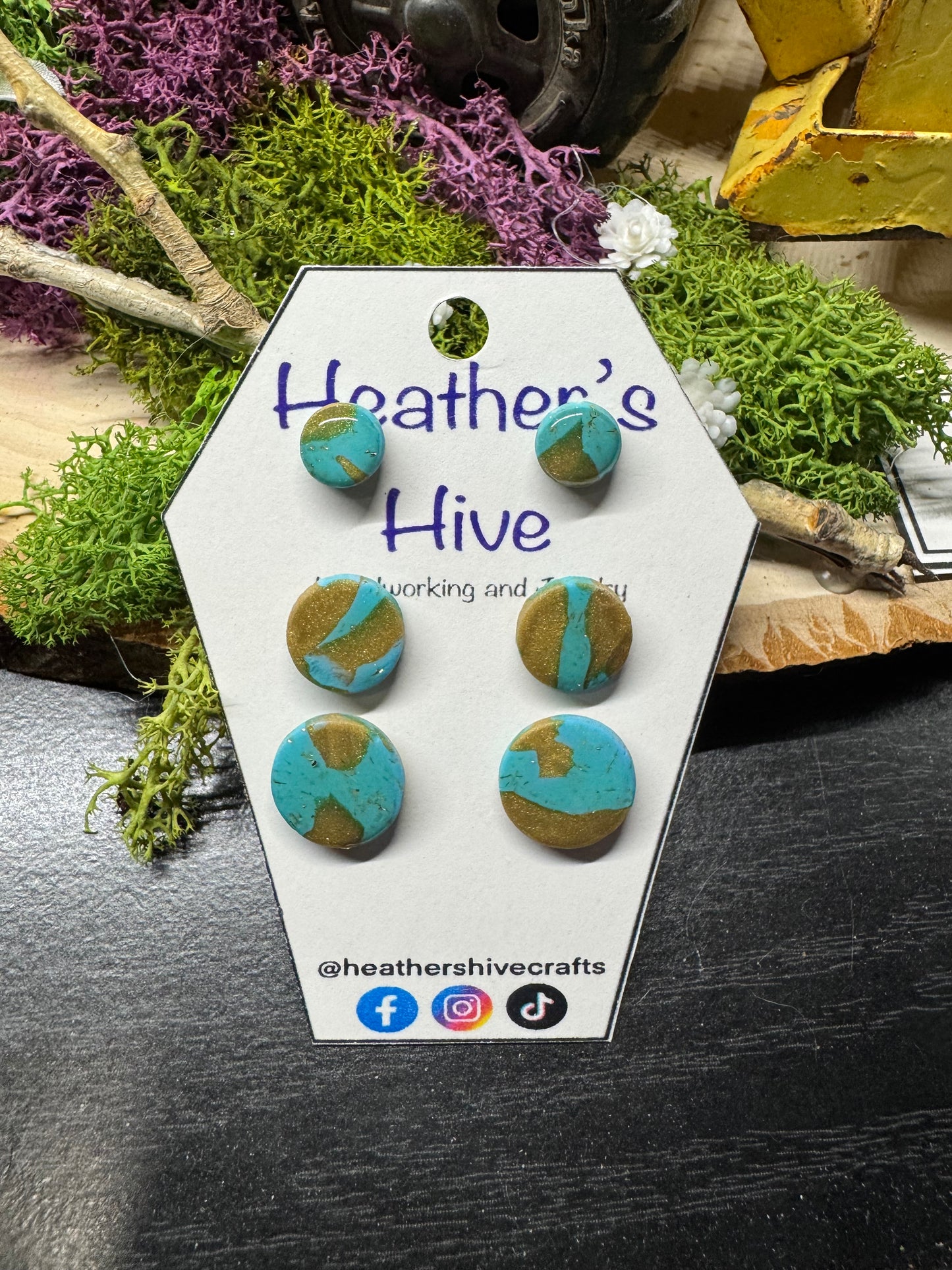 Multi size circle stud earrings-3gg