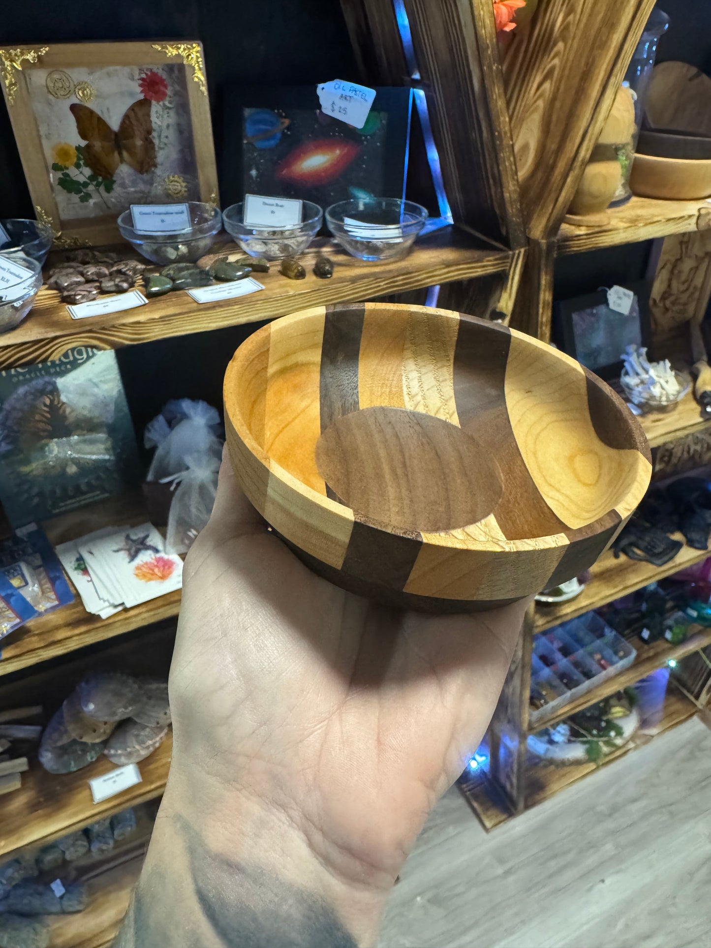 Hand Turned Multi Species Wood Bowl "The Spot" - Handmade Wooden Dish for Home Decor