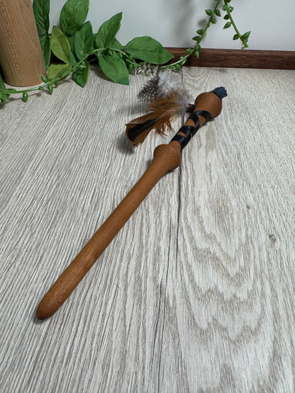 Wrapped Cherry Wood Wand - Handmade Ritual Tool | Witchy Spiritual Magic Wand