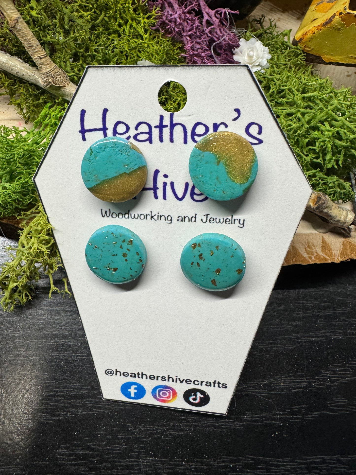 Multi size circle stud earrings-2gmix