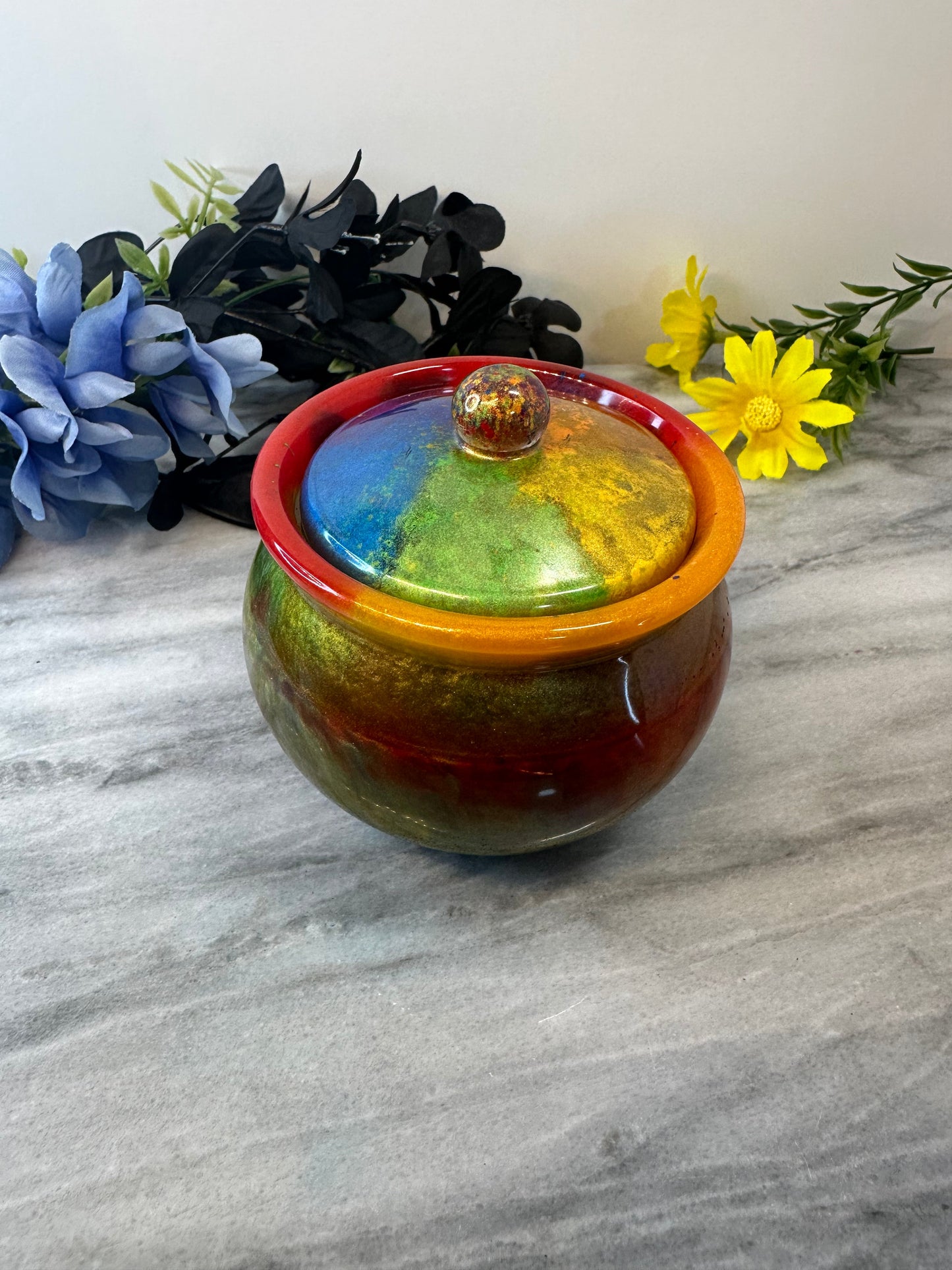 Honey pot jar-rainbow