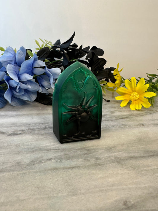 Resin Tombstone Decor #1 - Green | Handmade Gothic Accent | Halloween & Year-Round Spooky Decor