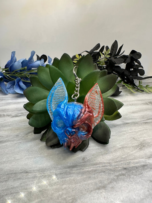 Bat Skull Resin Keychain - Handmade Gothic Accessory | Unique Gift