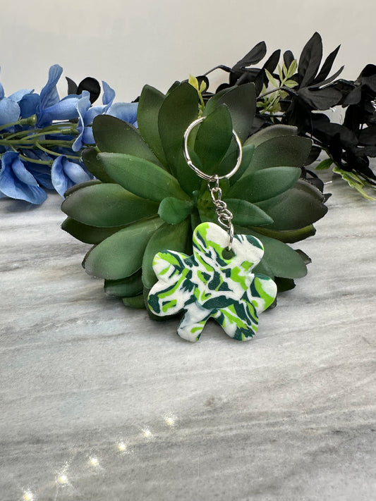 Shamrock Clay Keychain - Mixed Colors | Handmade Polymer Clay Accessory