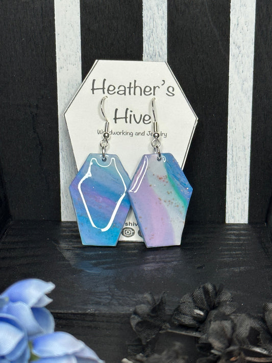 Coffin dangle earrings-pastel
